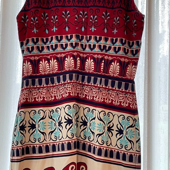 J McLaughlin Woman's Dress Sz M Red Tribal print Sleeveless - Picture 5 of 6